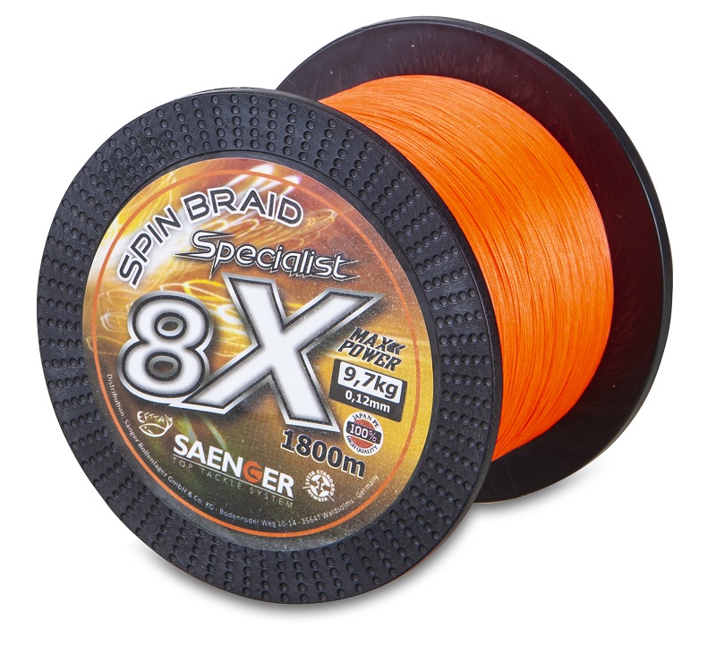Saenger šňůra 8 X Specialist Spin Braid 1800 m 0,18 mm oranžová - MojeRybárstvo.sk Saenger šňůra 8 X Specialist Spin Braid 1800 m 0,18 mm oranžová