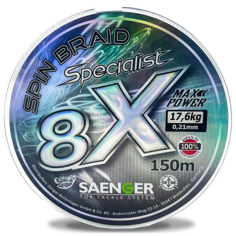 Saenger šňůra 8 X Specialist Spin Braid 150 m 0,14 mm černá - MojeRybárstvo.sk Saenger šňůra 8 X Specialist Spin Braid 150 m 0,14 mm černá