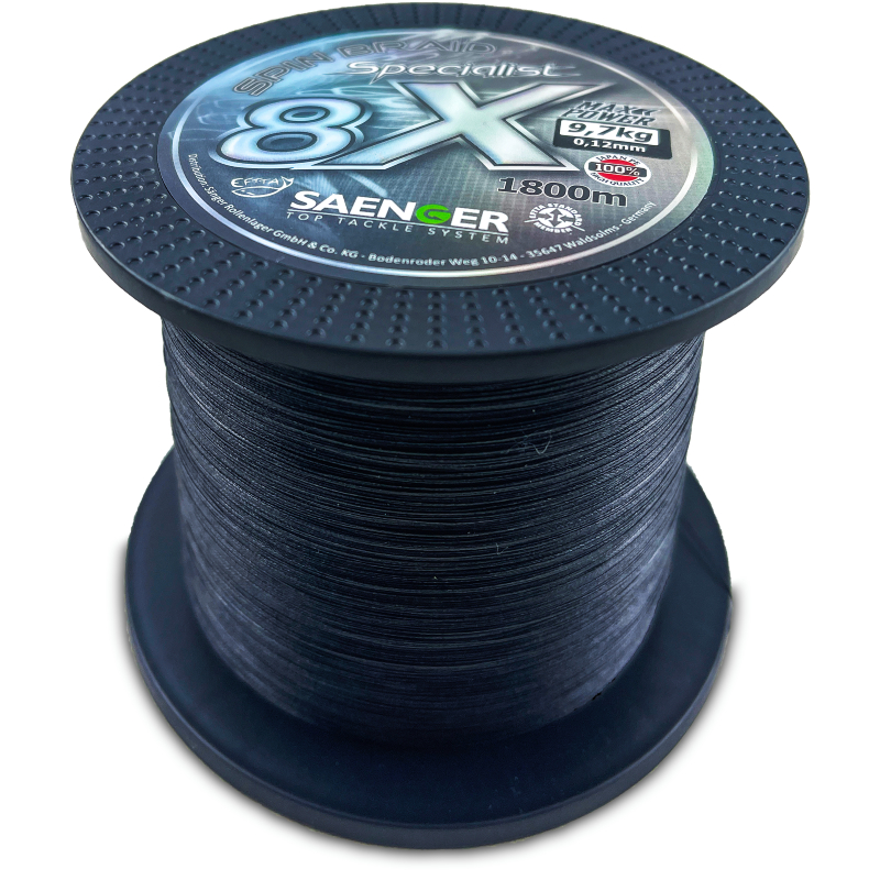 Saenger šňůra 8 X Specialist Spin Braid 1800 m 0,14 mm černá - MojeRybárstvo.sk Saenger šňůra 8 X Specialist Spin Braid 1800 m 0,14 mm černá