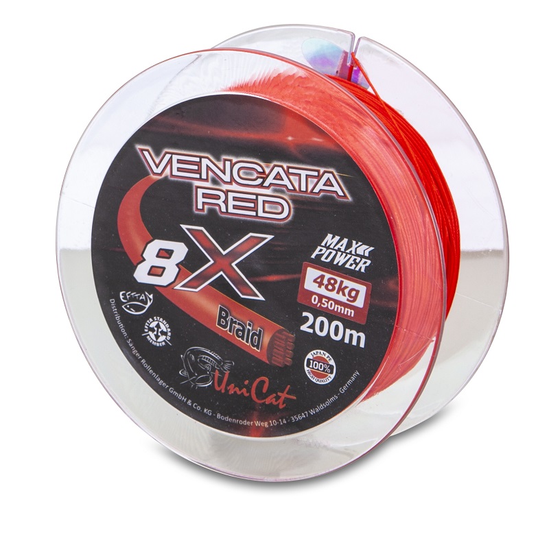 Uni Cat šnúra 8 X Vencata Red 0,37mm 200m 34kg - MojeRybárstvo.sk Uni Cat šnúra 8 X Vencata Red 0,37mm 200m 34kg