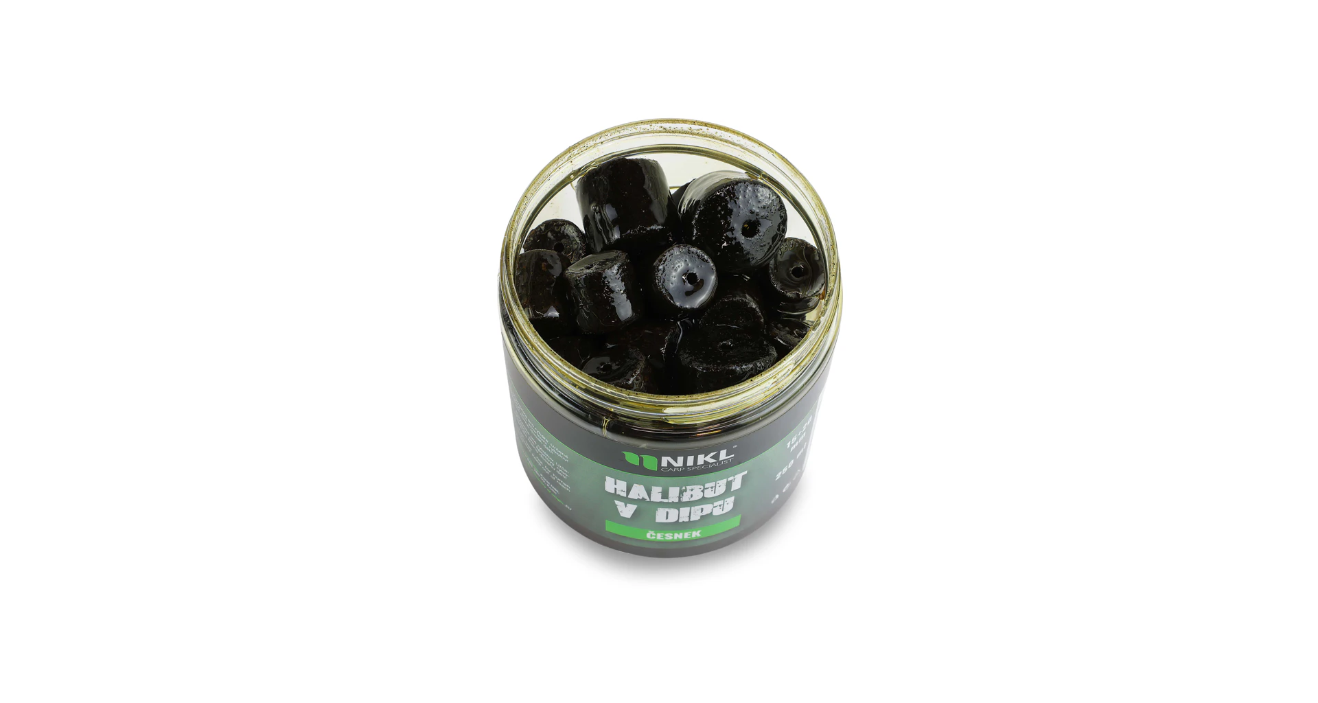 Nikl Black halibut pelety v dipu Česnek 15+20mm, 250ml - MojeRybárstvo.sk Nikl Black halibut pelety v dipu Česnek 15+20mm, 250ml – Obrázok 2