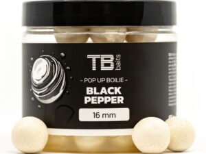TB Baits Plávajúce Boilie Pop-Up White Black Pepper + NHDC 65 g-12 mm