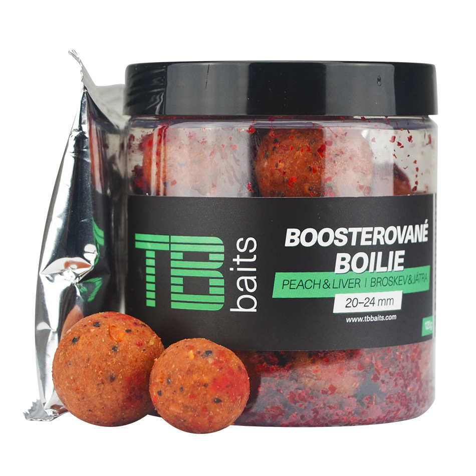TB Baits Boosterované Boilie Peach Liver 120 g 20-24 mm - MojeRybárstvo.sk TB Baits Boosterované Boilie Peach Liver 120 g 20-24 mm