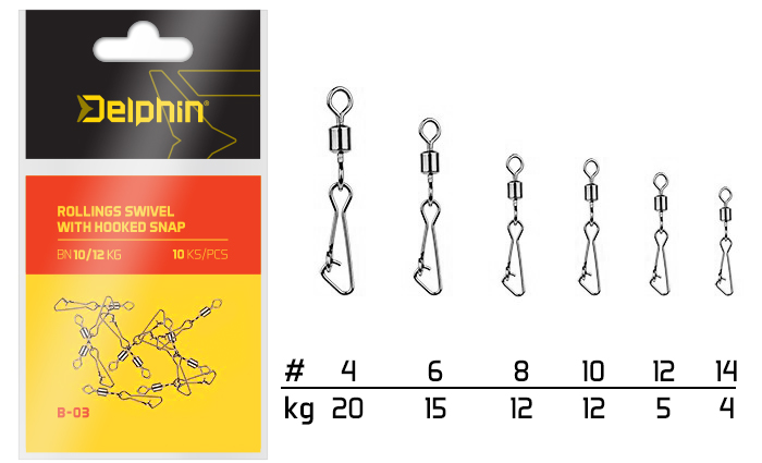 Rollings swivel with Hooked snap - MojeRybárstvo.sk Rollings swivel with Hooked snap