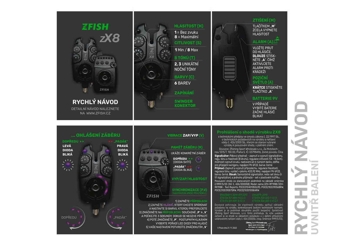 ZFISH Sada Hlásičů Bite Alarm Set Zx8 PRO 3+1 - MojeRybárstvo.sk ZFISH Sada Hlásičů Bite Alarm Set Zx8 PRO 3+1 – Obrázok 7